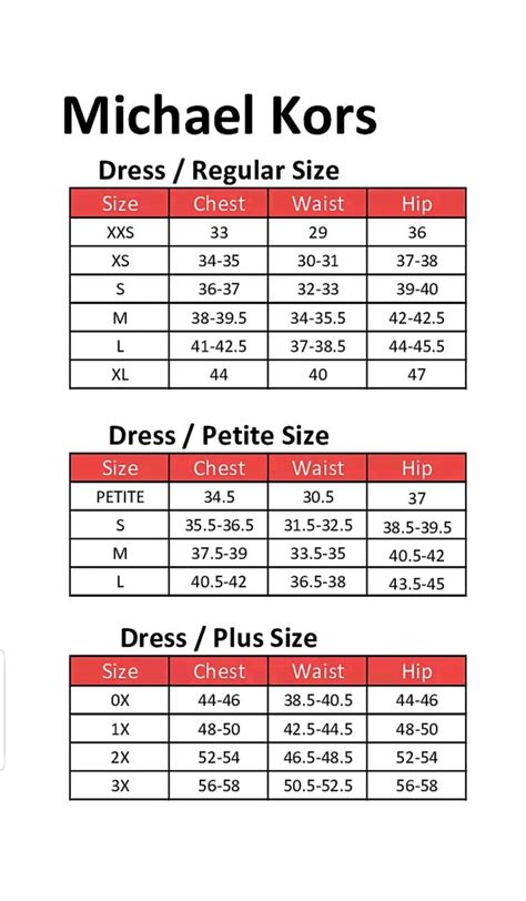 micheal kors size guide.